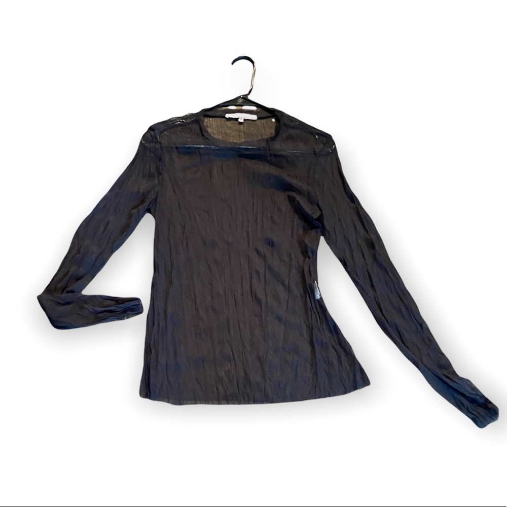 Sun Light Paris black sheer mesh long sleeved T-shirt size 2